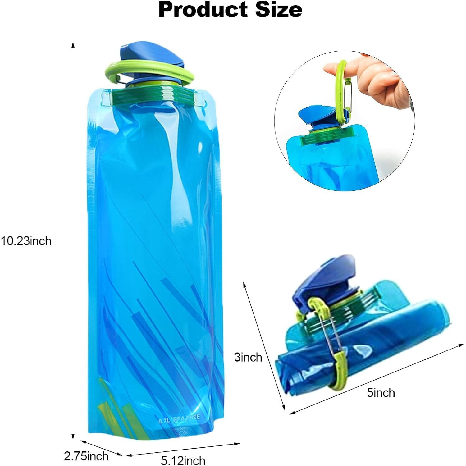 Mtroyaldia 3 Pieces 700Ml Large Foldable Water Bottle Fully Collapsible Stock Bottle, Portable Water Bottle For Running Cycling Outdoor - Plastic, Multicolor