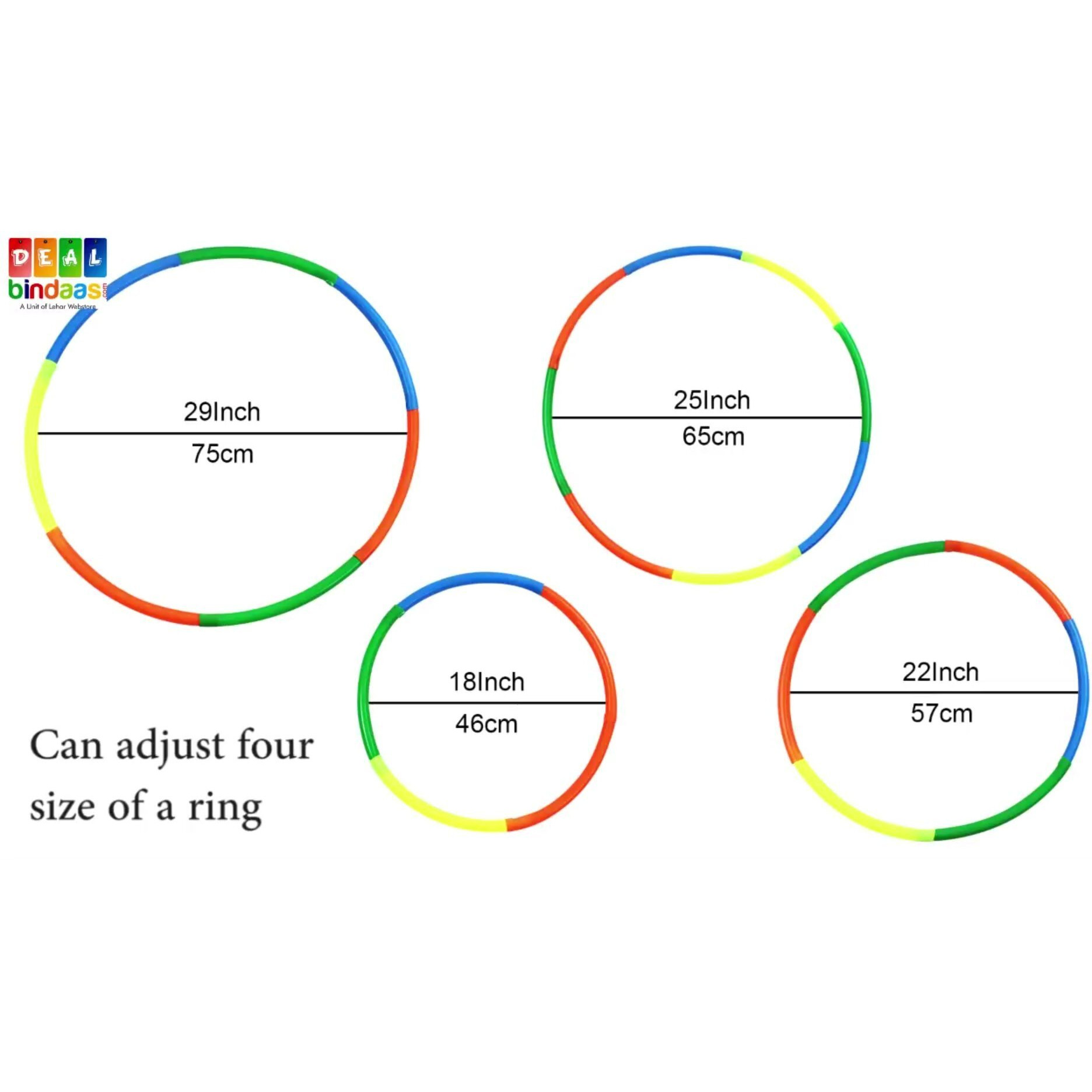 DealBindaas Octa Hula Hoop - Adjustable 4-Size Exercise Ring for Adults, Kids & Women - 18-29  Interlocking Hoola Hoop Set