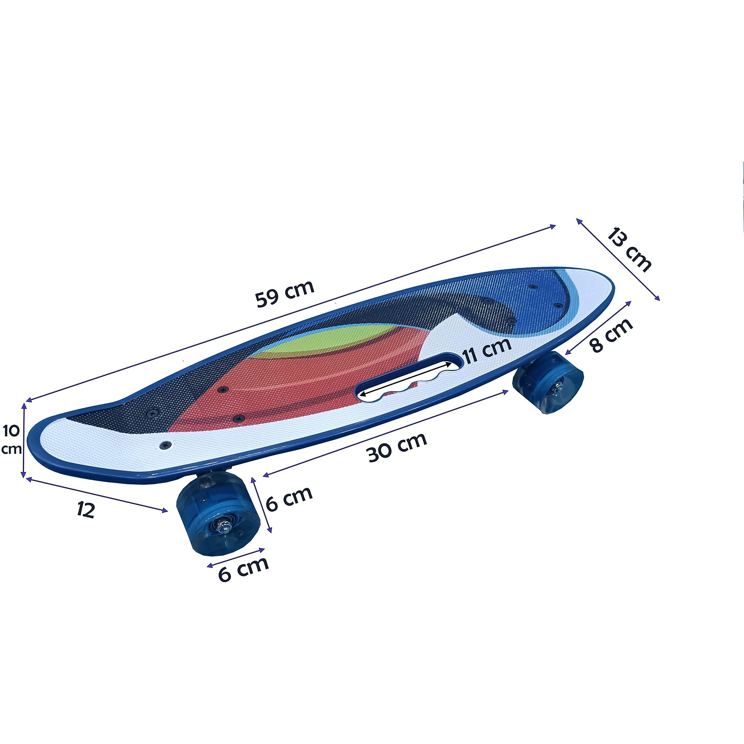 Kriva Polypropylene Power Kids 23 X6  Inches Portable Skateboard For Beginners Boy|Girls|Adults|Design With A Pro Pattern|Penny Board Playboy Skates Special Printed Big Skateboard(Random Design), Blue