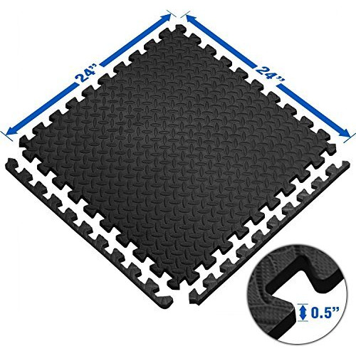Kobo AC-62 Foam Exercise Mat, 12mm (Black)