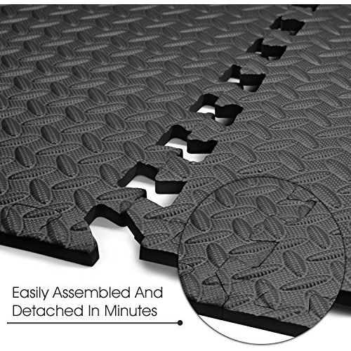 Kobo AC-62 Foam Exercise Mat, 12mm (Black)