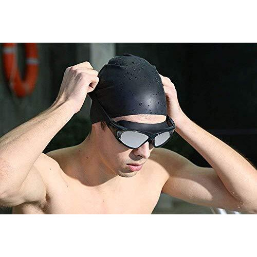 PRIME DEALS Premium Big Frame Competition Swim Goggles with Free Protective Case Pro Clear Lens & Wide-Vision Swimming Goggles with UV and Anti Fog Protection for Adult Men Women - Black.