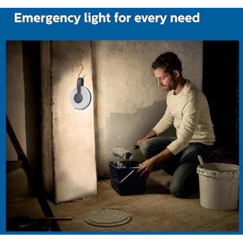 PHILIPS Ioniq 5W Portable Emergency Rechargeable LED Lantern | 3 Step Dimming Fast Charging Emergency Light for Power Cuts | Shape Round, Colour Grey, Pack of 1