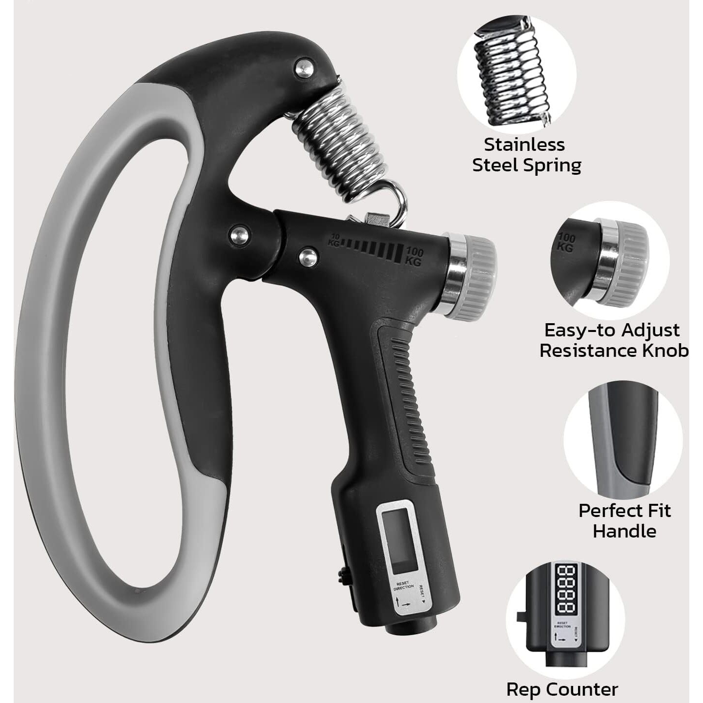 Nac Global Hand Grip Strengthener, Adjustable 5-100 kg Resistance, Comfortable Non-Slip Handle, Forearm & Finger Exercise Equipment gym equipment hand gripper home gym equipments