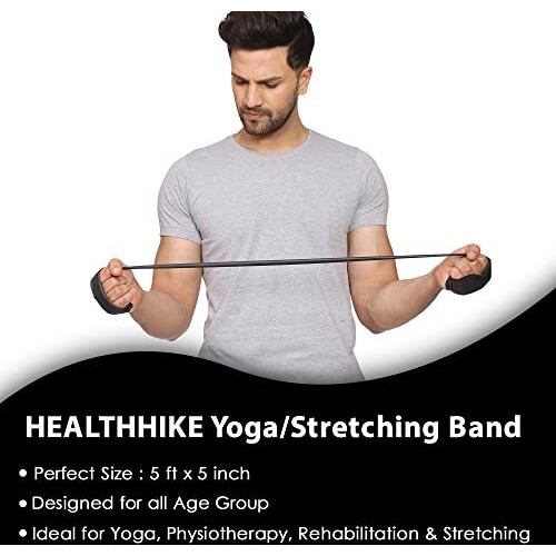HealthHike Yoga Band | Theraband for Physiotherapy, Stretching, Yoga & Resistance Workout | Latex-Free, Anti-Allergic & Tear-Resistant thera band for exercise, Size 60 X 5 inch