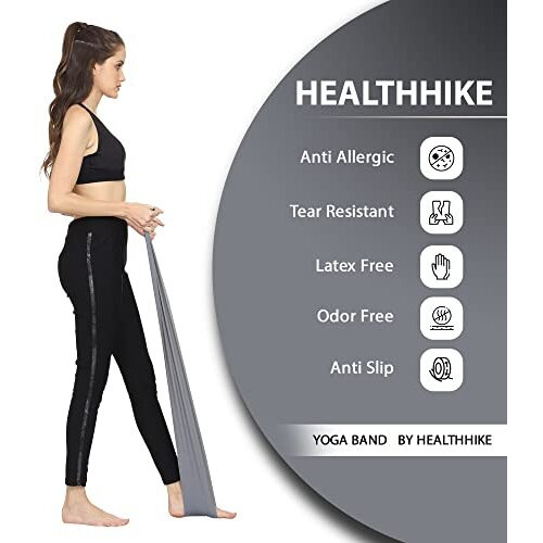 HealthHike Yoga Band | Thera Band for Physiotherapy, Stretching, Yoga & Resistance Workout | Latex-Free, Anti-Allergic & Tear-Resistant thera Band for Exercise, Size 72 X 5 inch