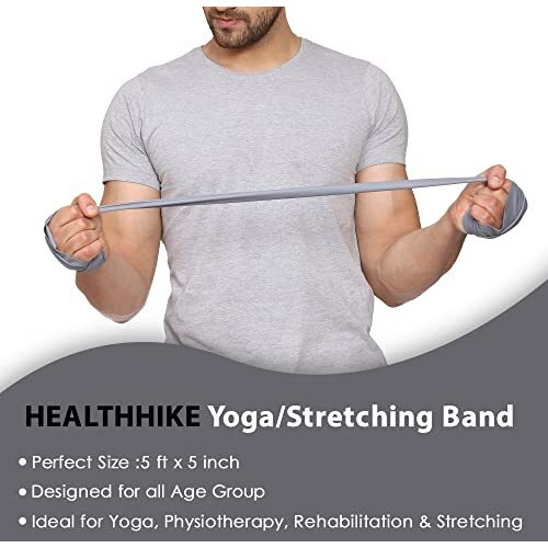 HealthHike Yoga Band | Thera Band for Physiotherapy, Stretching, Yoga & Resistance Workout | Latex-Free, Anti-Allergic & Tear-Resistant thera Band for Exercise, Size 72 X 5 inch