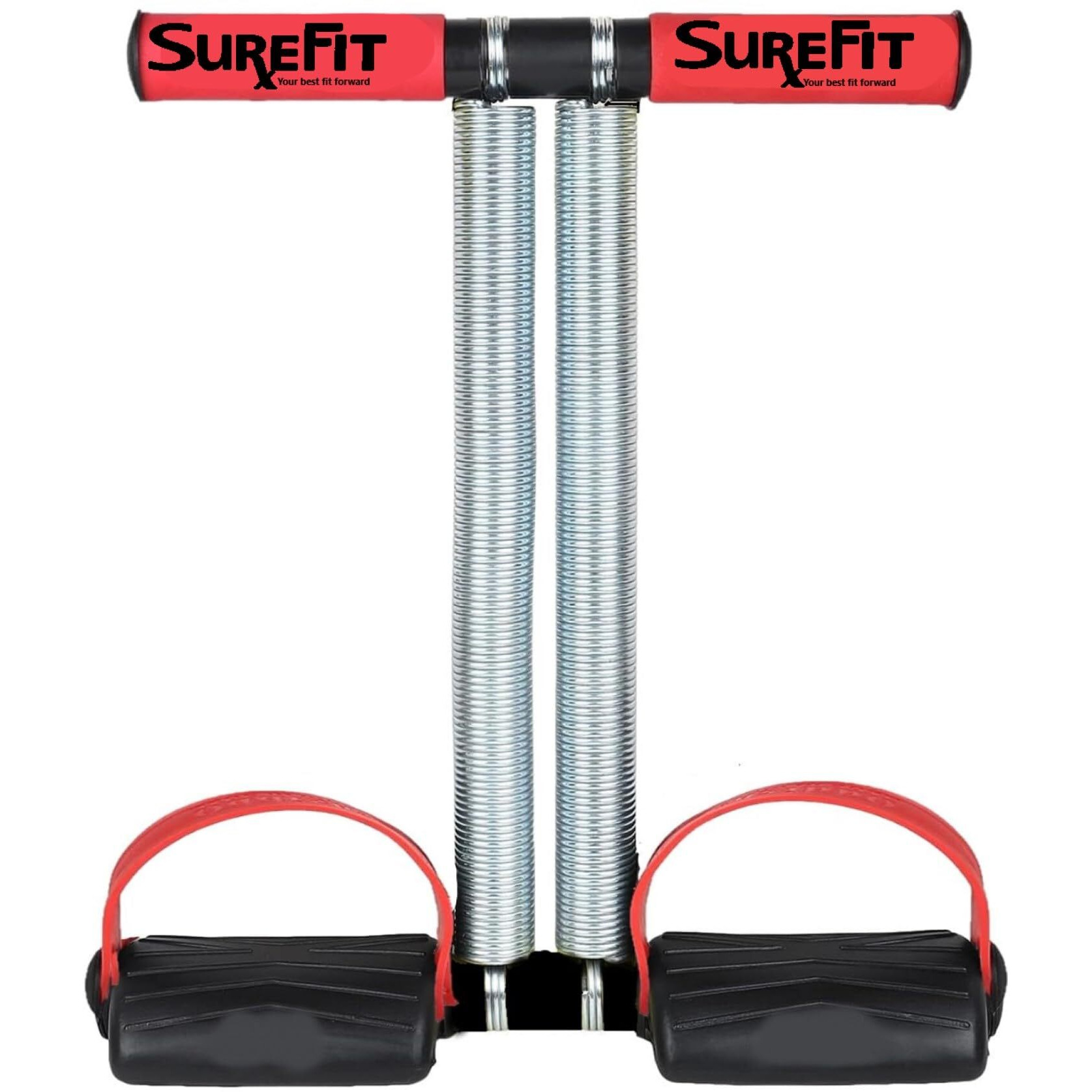 SUREFITTummy Trimmer Dual Spring Standrd/Large And Wide Range/Do Full Exercise any Time any Where fon Abdominal And Waist Trimmer for man & Women (LARGE RED AND BLACK)