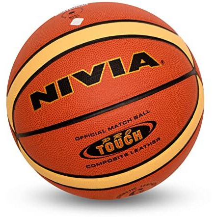 Nivia Pro Touch Basketball | 14 Panel | Laminated Composite Leather Material | Suitable for Indoor Surfaces | International Match Basketball | for Men/Women | Size - 6 (Multicolour)