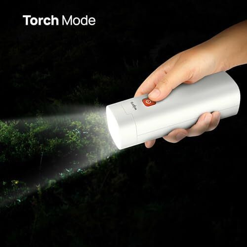 Wipro Odyssey Multifunctional Rechargeable Emergency Light | Dual Mode - Torch & Table Lamp | Portable Light | 3-Step Dimming | 3000 mAh Li-Ion Battery | in-Built Power Bank | White, Pack of 1