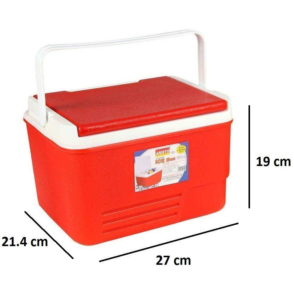 ARISTO Plastic Insulated Chiller Ice Box, 6 Litre, Red or Blue