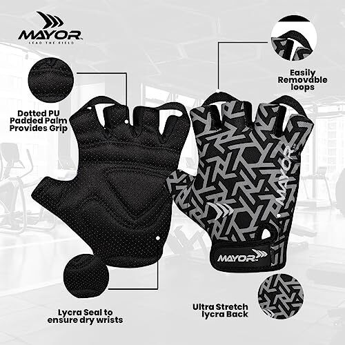 Mayor Venus Gym & Fitness Gloves for Men & Women, Gym Workout Gloves, Gym Accessories Men, Weightlifting Gloves, Gloves for Gym (Grey/Black)