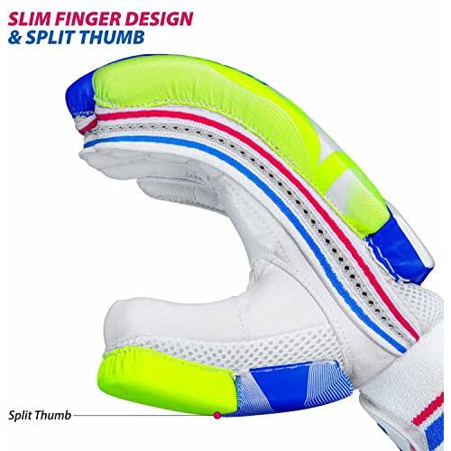 DSC Attitude Cricket Batting Gloves, Size - Youth, Right Hand, Color - Red/Blue
