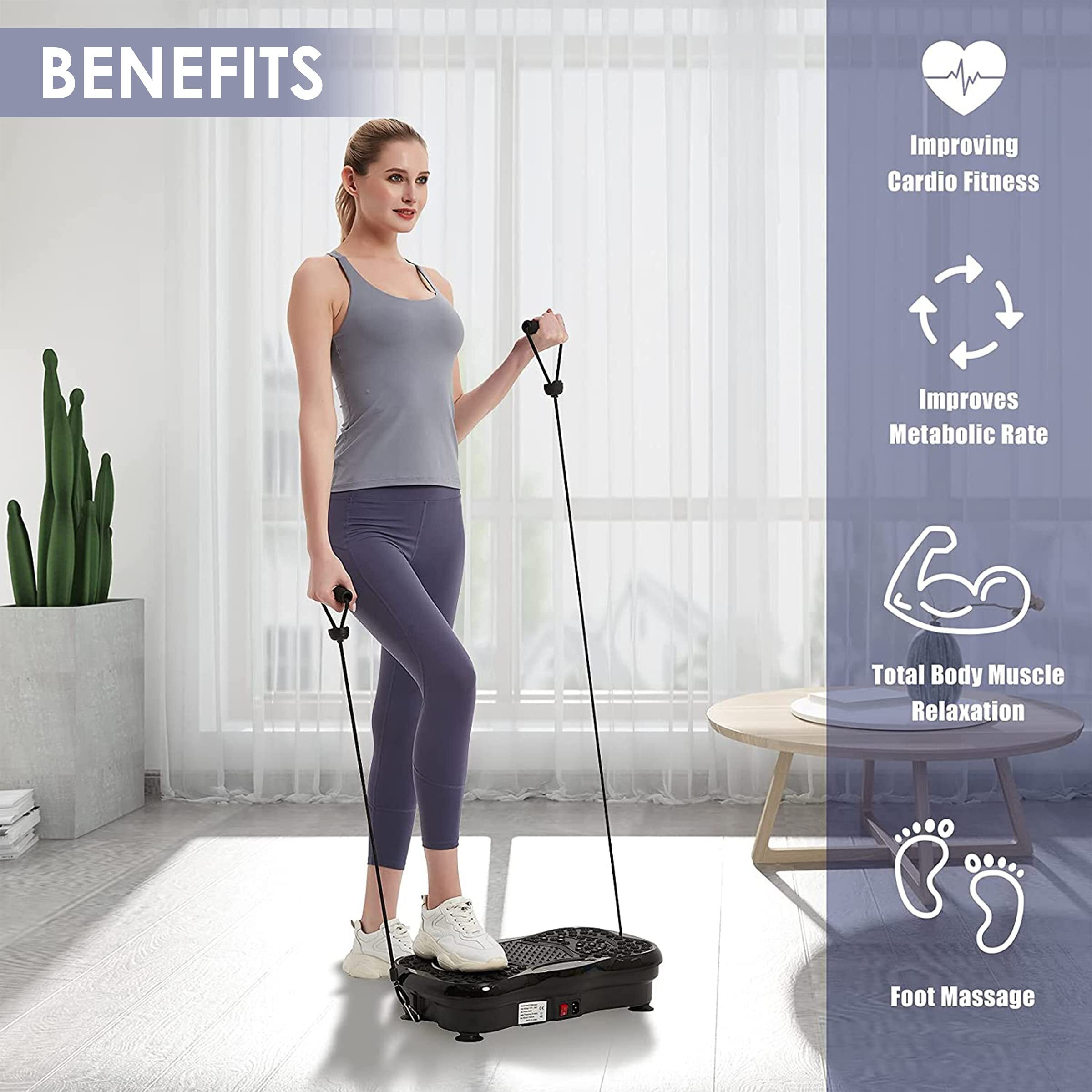 AGARO Alpha Crazyfit Vibration Plate Massager,Home&Gym Workout Machine For Muscle Toning,Calorie Burning,Massaging,Weight Loss,Pain Relief&Comes With 5 Program Mode With Remote,2 Exercise Band