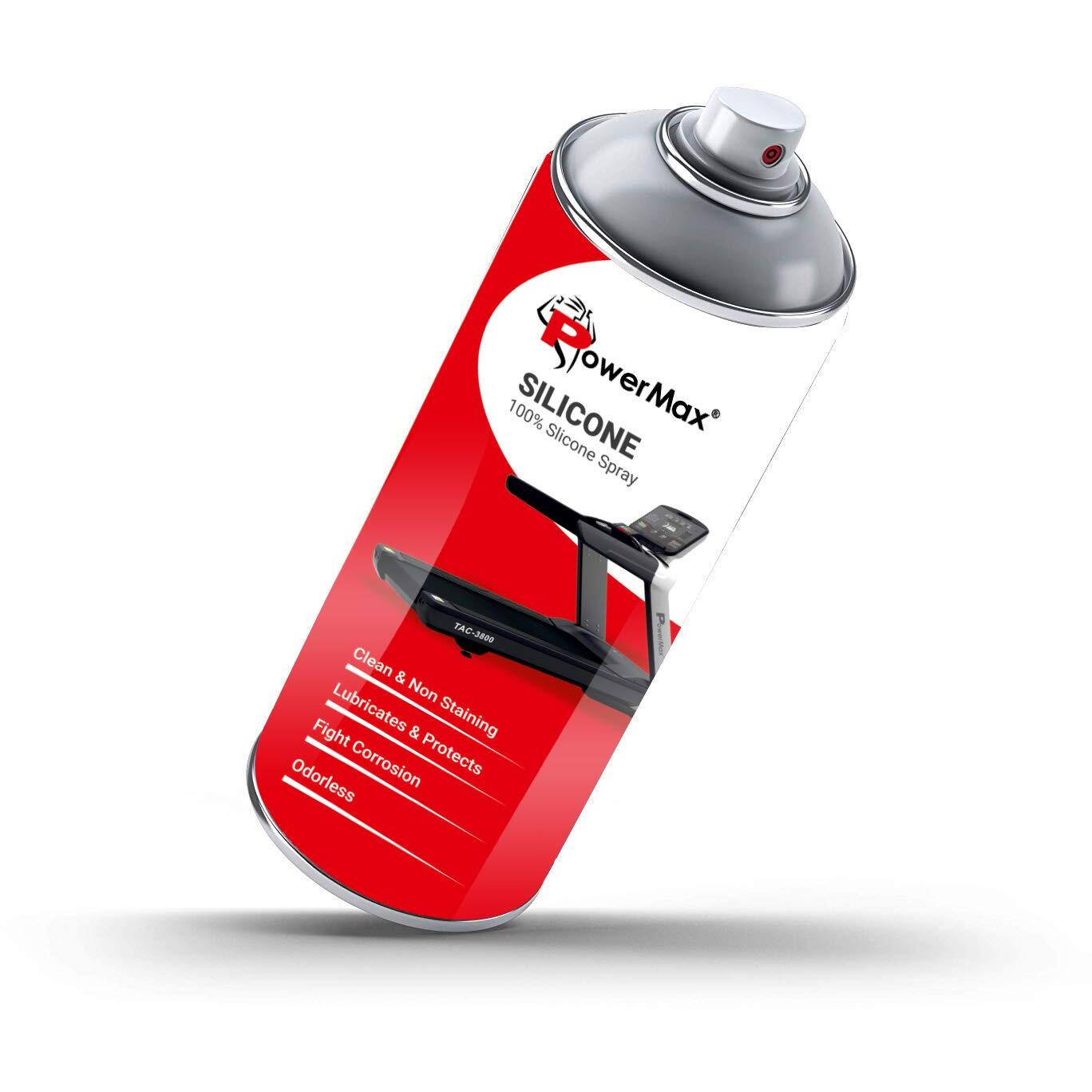 PowerMax Fitness Silicone Oil Lubricant Spray for Treadmill (500ml), Use For Equipment Applications Extra Long Control Flow Applicator Easy To Use On All Treadmills