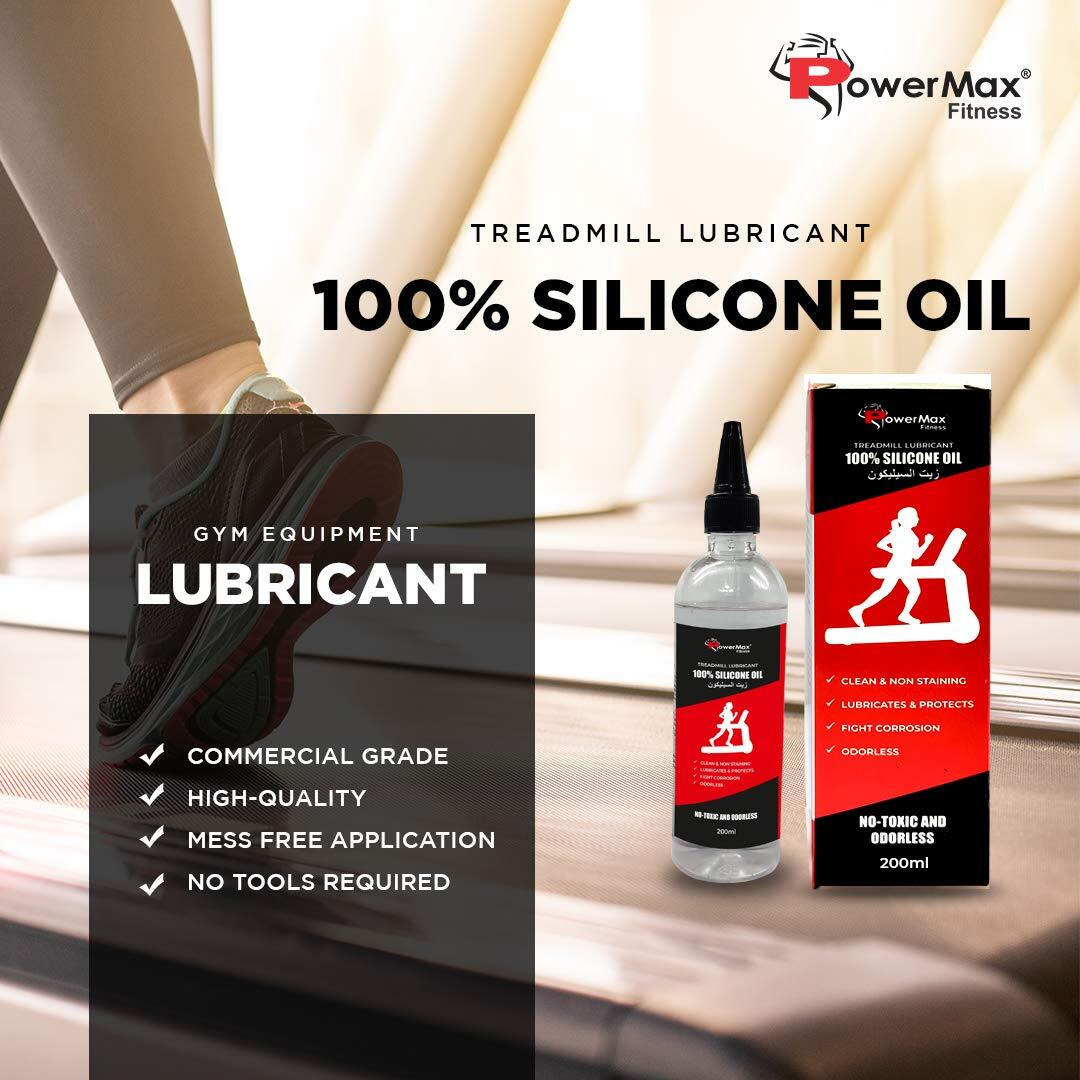 PowerMax Fitness PMS-200 Multi-Purpose 100% Pure Silicone Treadmill Lubricant, Full Belt Width Lubrication, No Odor & No Propellants, Nozzle Cap for Easy Application, White (200 ml)