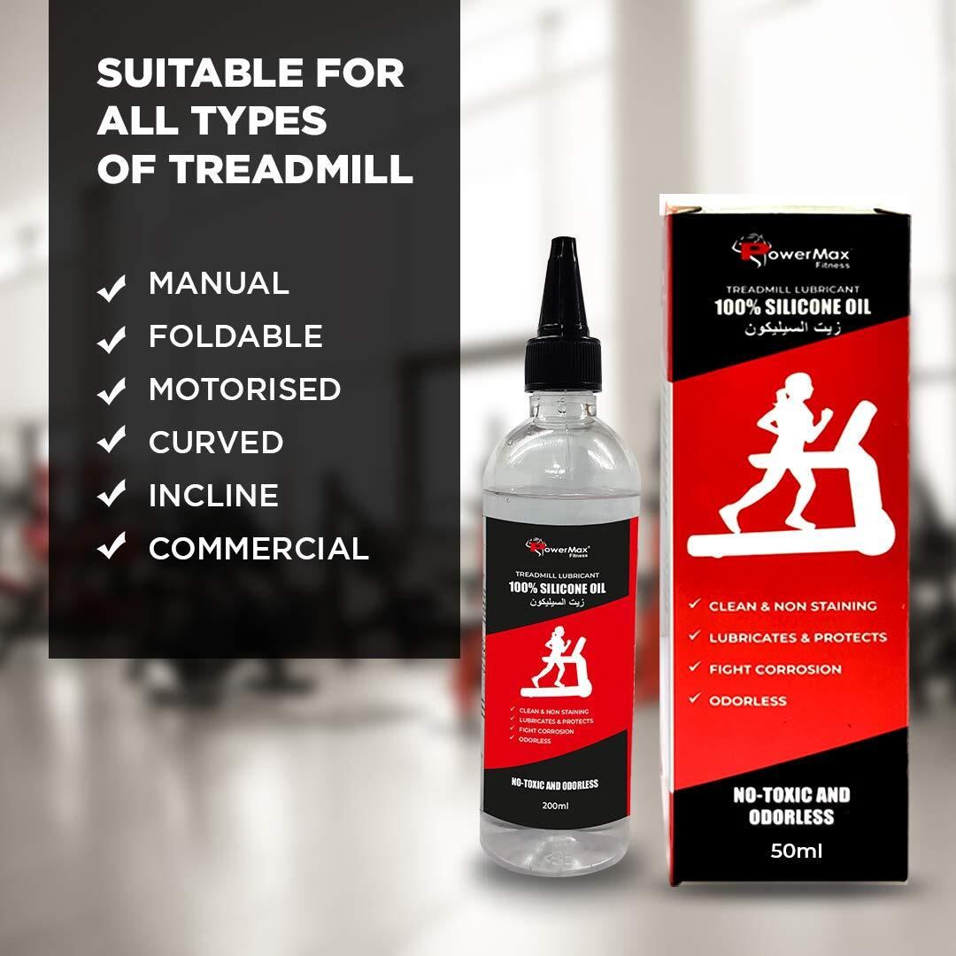 PowerMax Fitness PMS-200 Multi-Purpose 100% Pure Silicone Treadmill Lubricant, Full Belt Width Lubrication, No Odor & No Propellants, Nozzle Cap for Easy Application, White (200 ml)