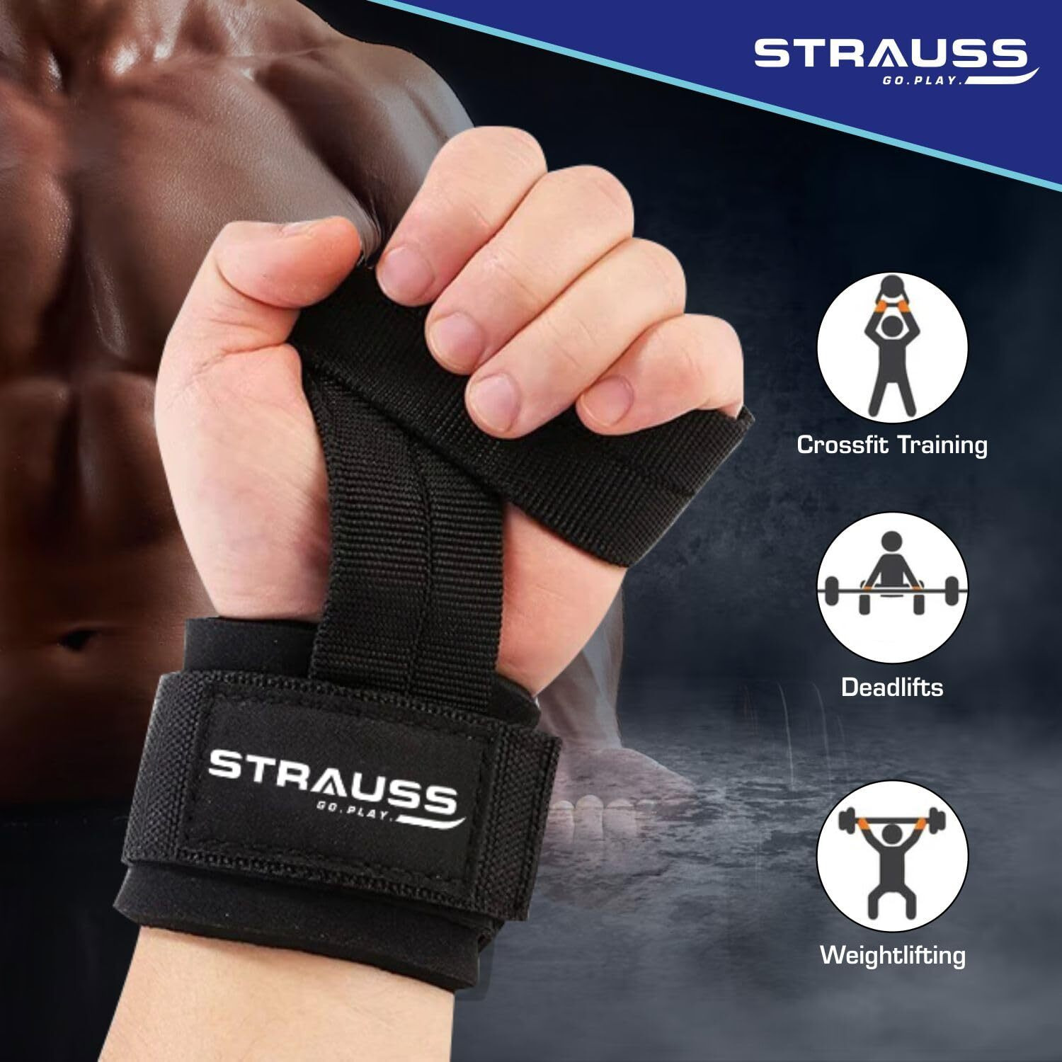 Strauss ST Cotton Gym Support, Pair (Black)