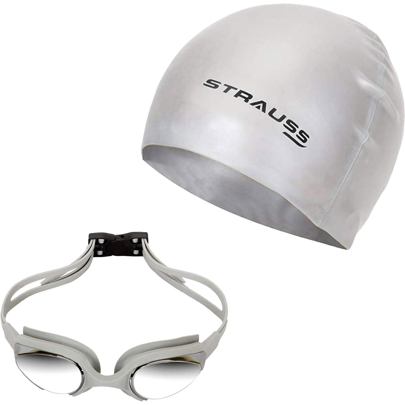 Strauss ST-1345 Plastic Swimming Goggles Set (Grey)