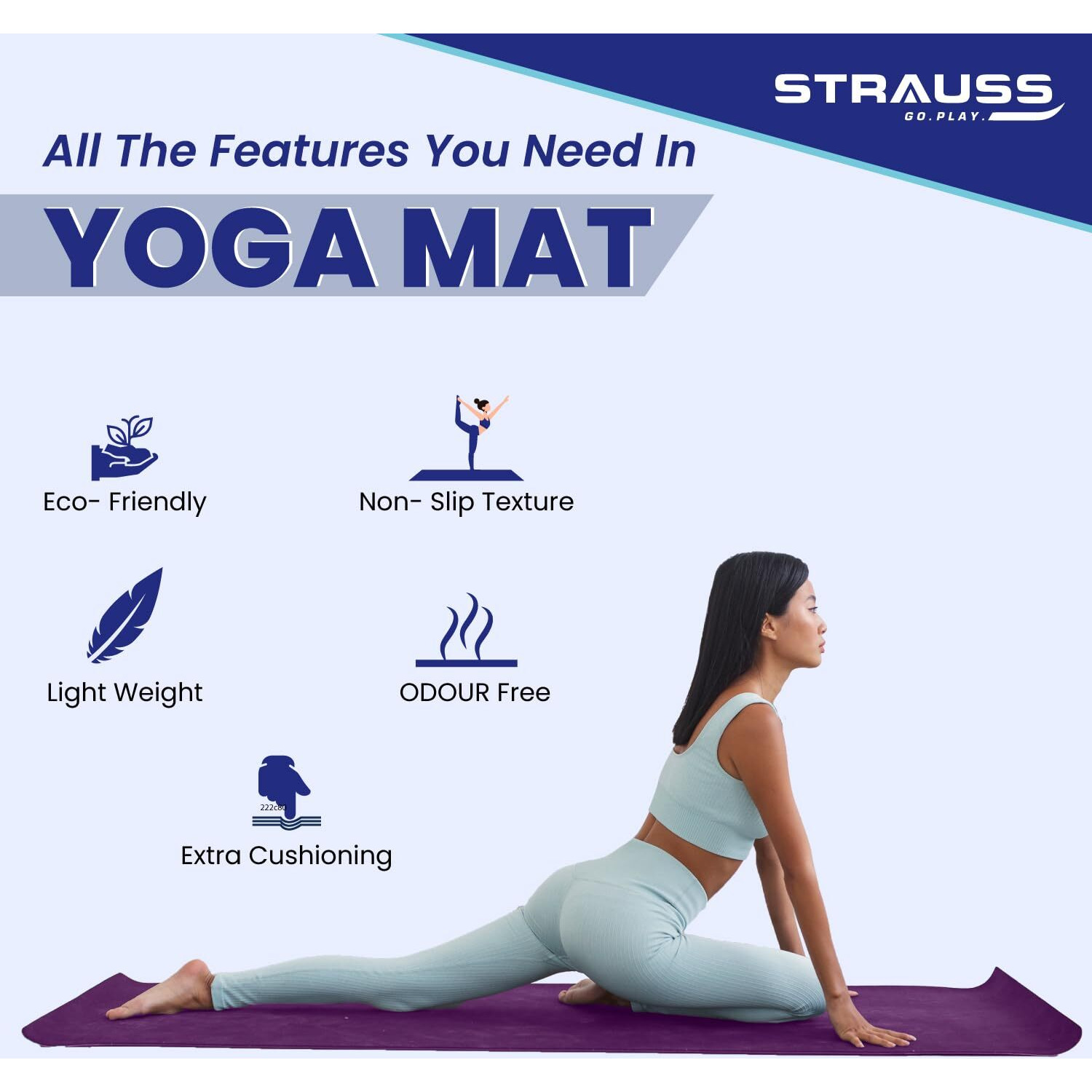 Strauss TPE Eco Friendly Dual Layer Yoga Mat, 6 mm (Pink)