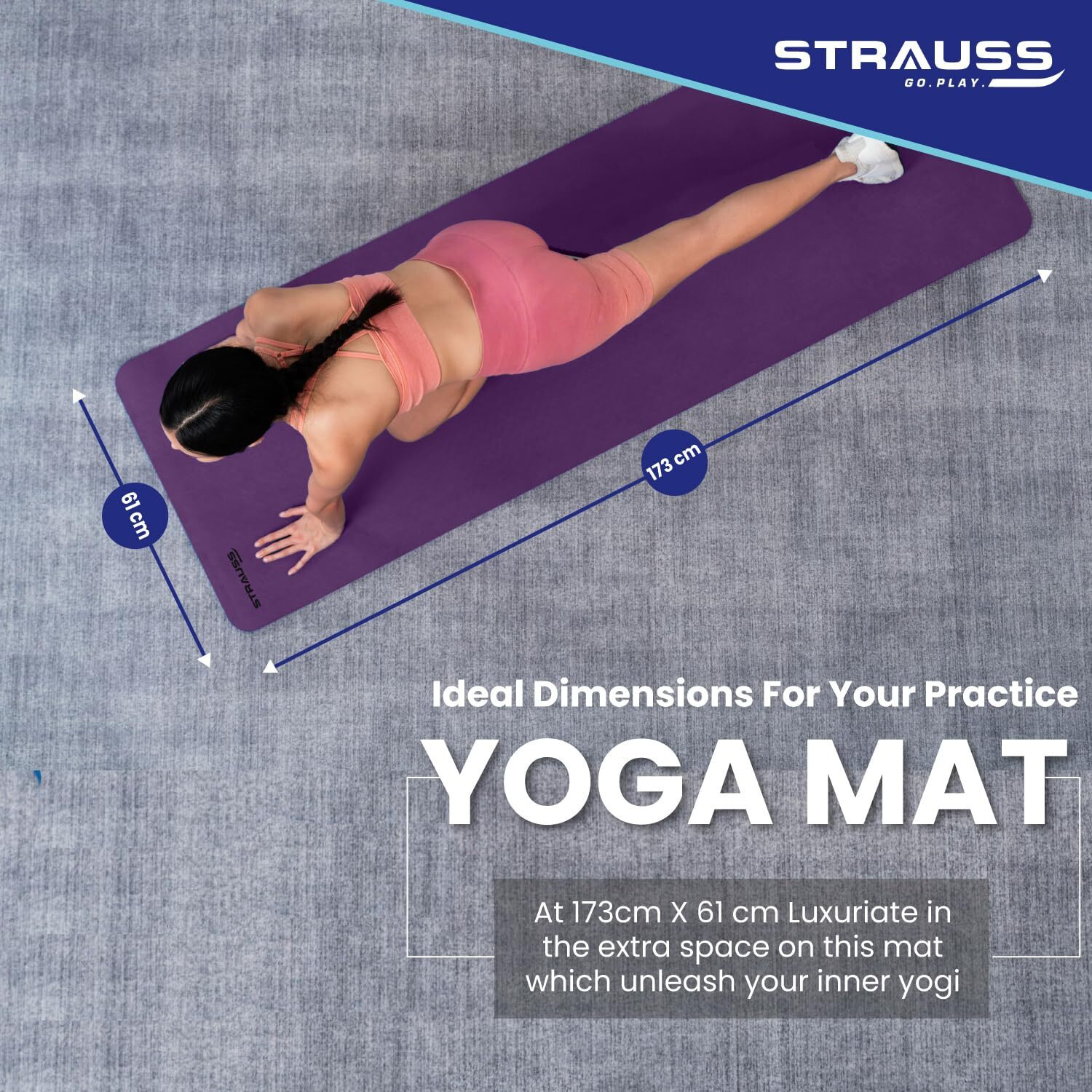 Strauss TPE Eco Friendly Dual Layer Yoga Mat, 6 mm (Pink)