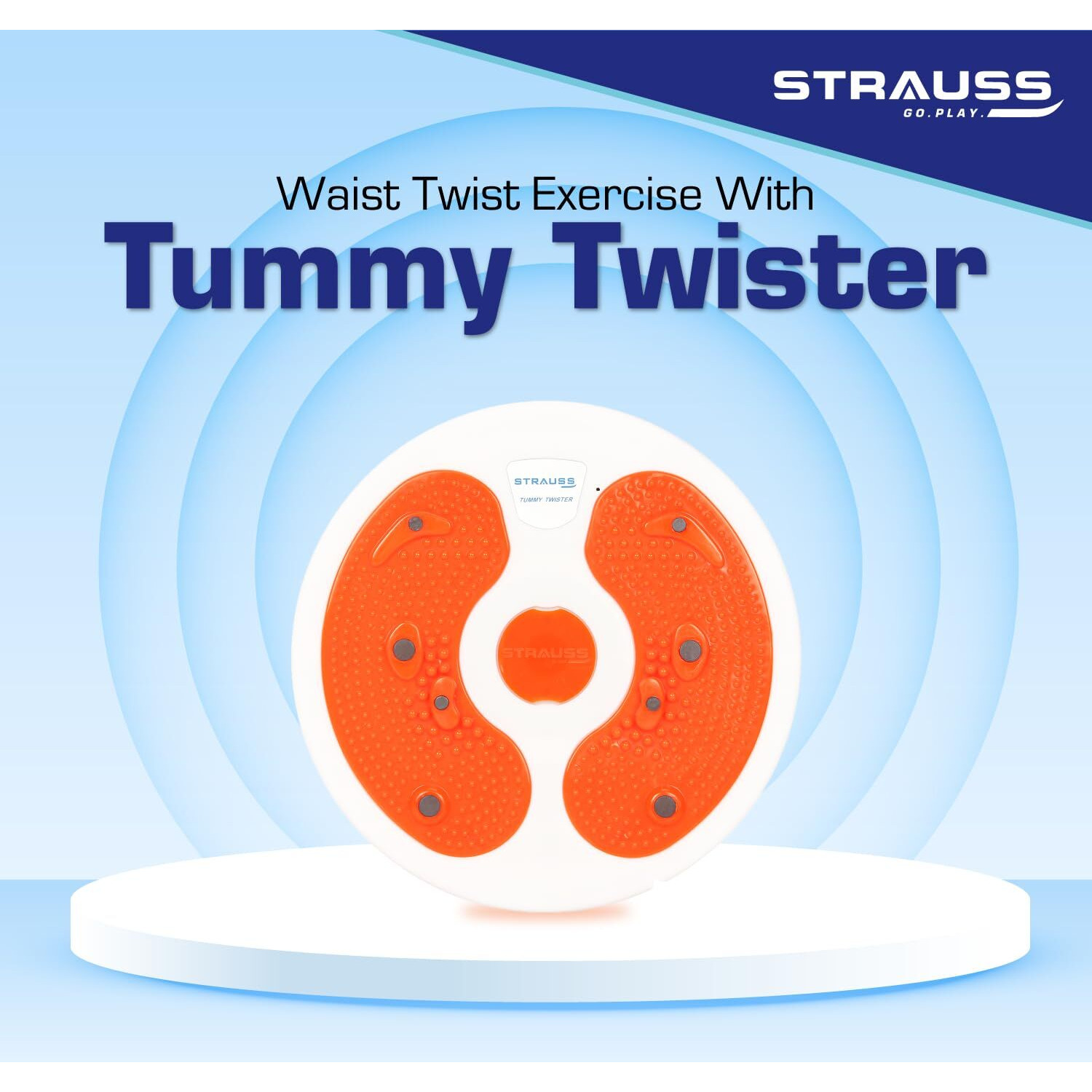 Strauss Tummy Twister | Tummy Trimmer, Abs Roller & Shaper for Women & Men | Exercise Machine with Non-Slip Surface | Ideal Equipment for Home Workouts (Orange)