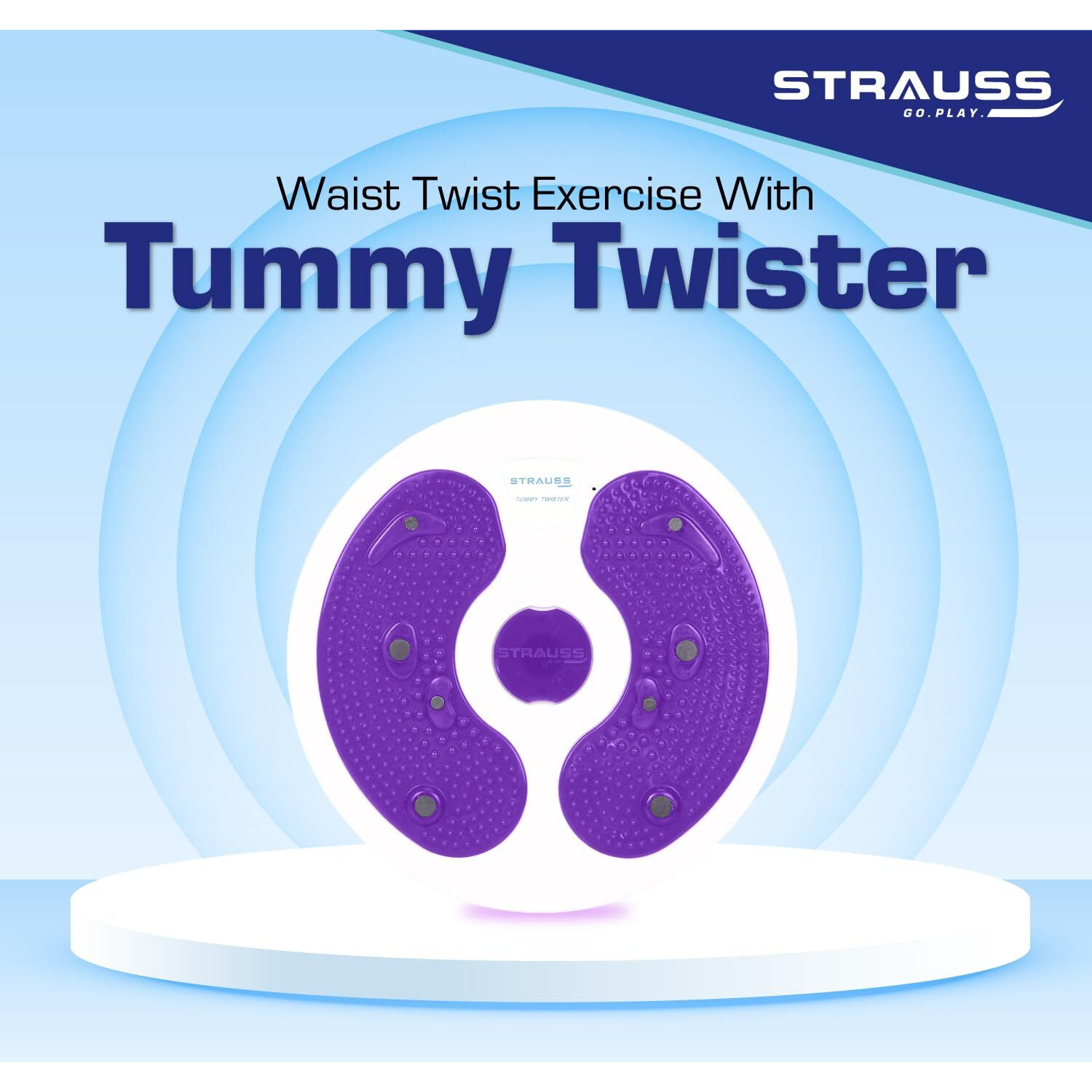 Strauss Tummy Twister | Tummy Trimmer, Abs Roller & Shaper for Women & Men | Exercise Machine with Non-Slip Surface | Ideal Equipment for Home Workouts (Purple)