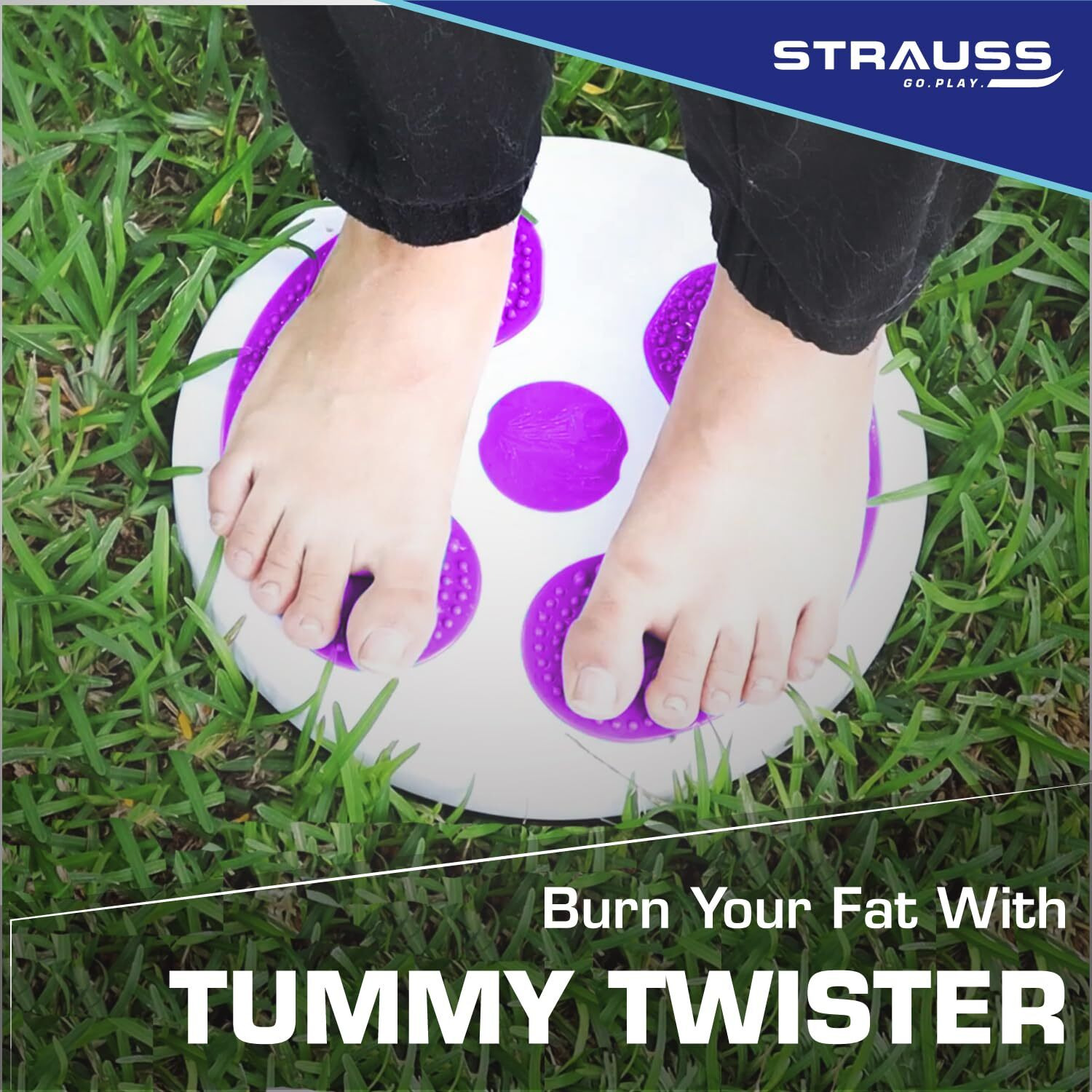 Strauss Tummy Twister | Tummy Trimmer, Abs Roller & Shaper for Women & Men | Exercise Machine with Non-Slip Surface | Ideal Equipment for Home Workouts (Purple)