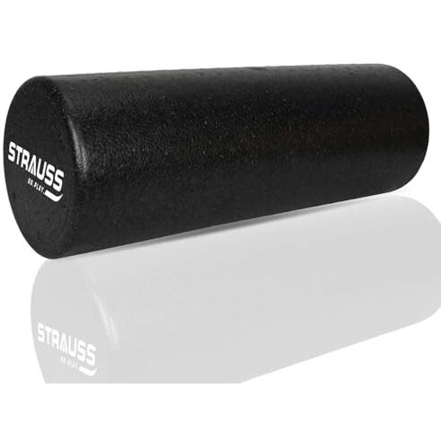 Strauss High Density Foam Roller | Deep Tissue Massage Roller for Knee Exercise, Muscles Recovery & Physiotherapy | Home Gym Fitness Equipment for Full Body Relaxation and Flexibility | 30cm (Black)