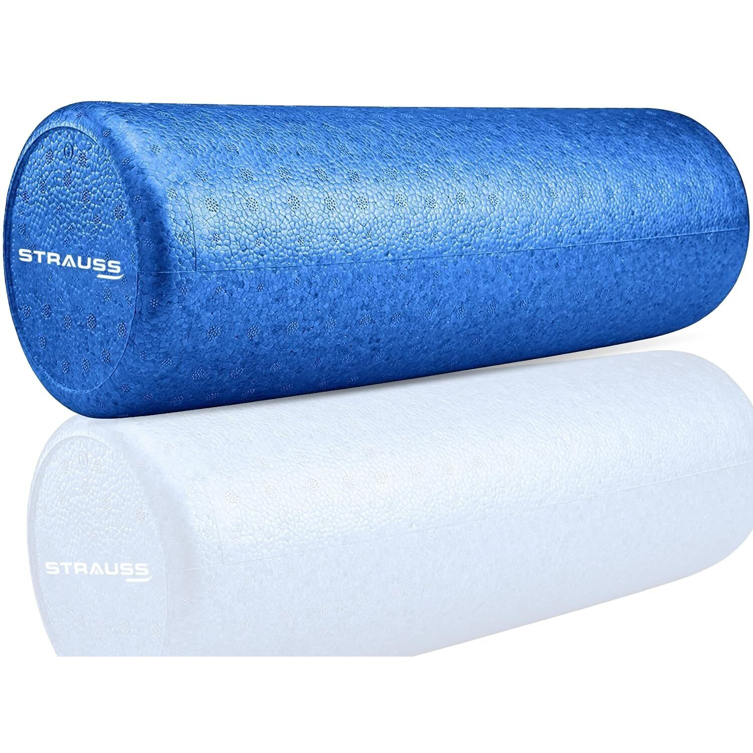 Strauss High Density Foam Roller | Deep Tissue Massage Roller for Knee Exercise, Muscles Recovery & Physiotherapy | Home Gym Fitness Equipment for Full Body Relaxation and Flexibility | 45cm,(Blue)