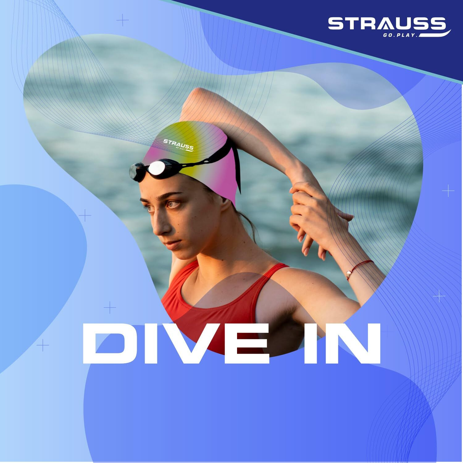 STRAUSS Swimming Set with UV and Anti Fog Protection Goggles, Swim Cap, Earplug and Nose Plug Set - Suitable Swimming Kit for All Age Group | Fully Adjustable | (Multicolor Pink)