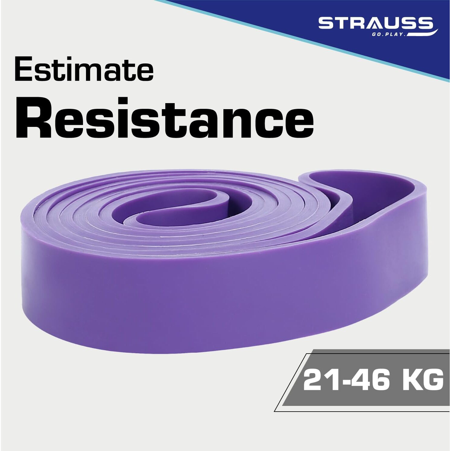 Strauss Resistance Band | Pull Up Bands Ideal for Home Exercise,Chin Ups, Squats & Core Workout | For Gym Men & Women | Resistance Bands, Loop Bands & Toning Bands | Resistance Level 21-46Kg,(Purple)