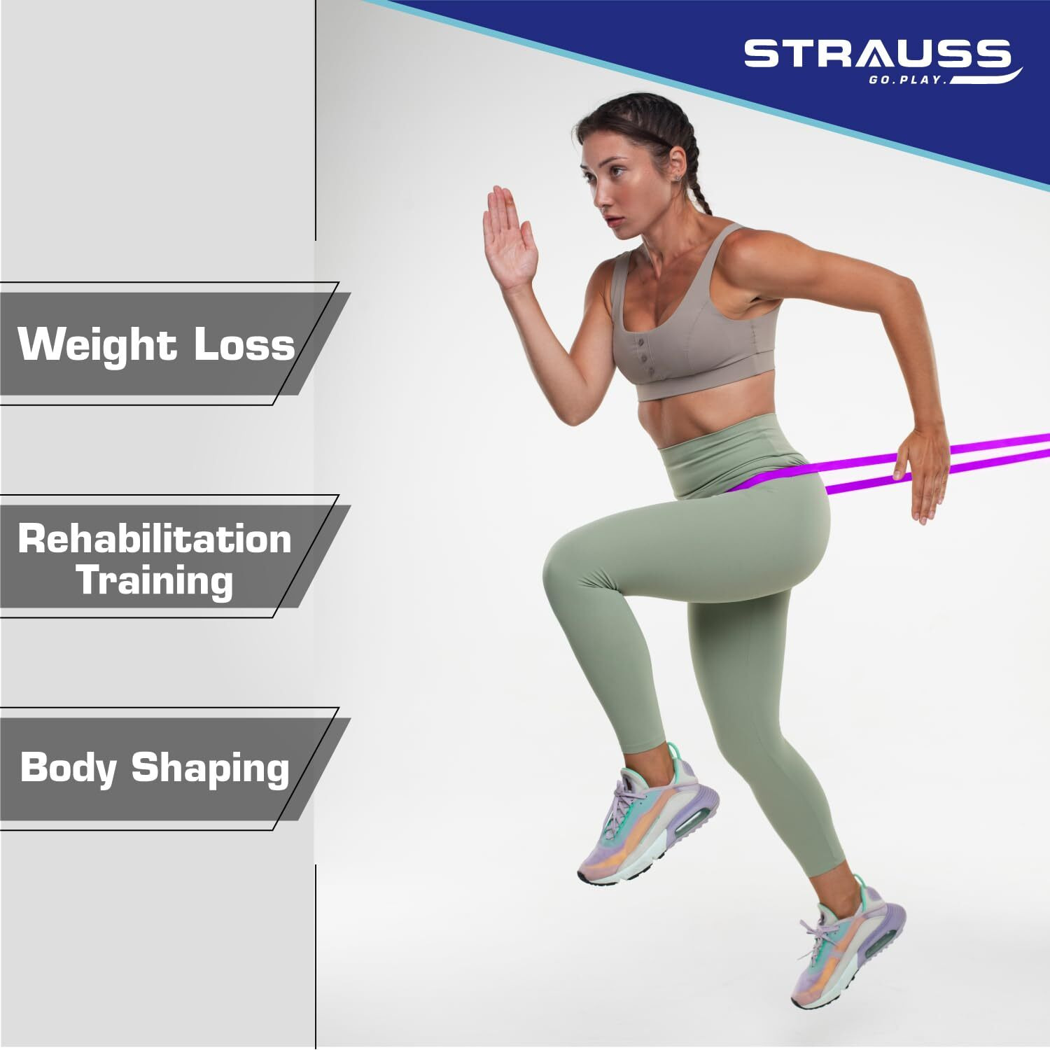 Strauss Resistance Band | Pull Up Bands Ideal for Home Exercise,Chin Ups, Squats & Core Workout | For Gym Men & Women | Resistance Bands, Loop Bands & Toning Bands | Resistance Level 21-46Kg,(Purple)