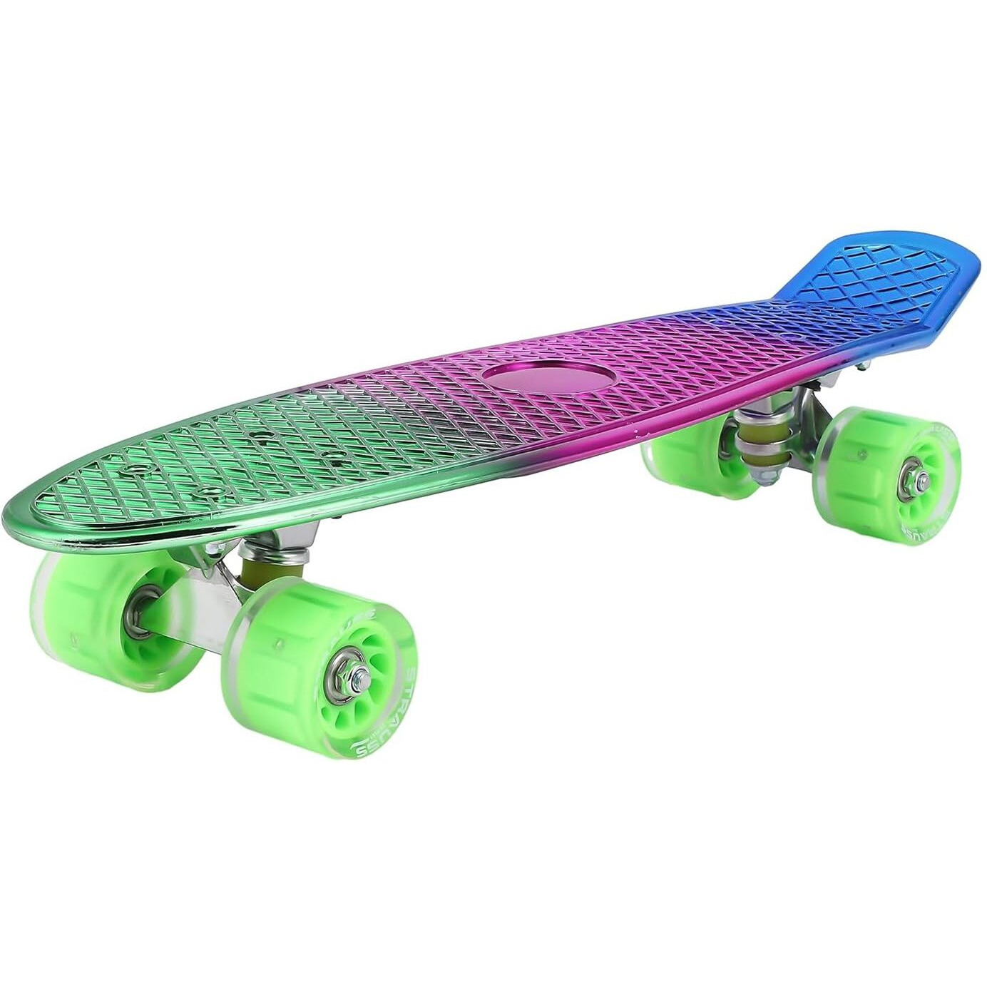STRAUSS Cruiser Skateboard| Penny Skateboard | Casterboard | Hoverboard | Anti-Skid Board with ABEC-7 High Precision Bearings | Ideal for 8 Years and above | 22 X 6 Inch,(Green,Pink,Blue)
