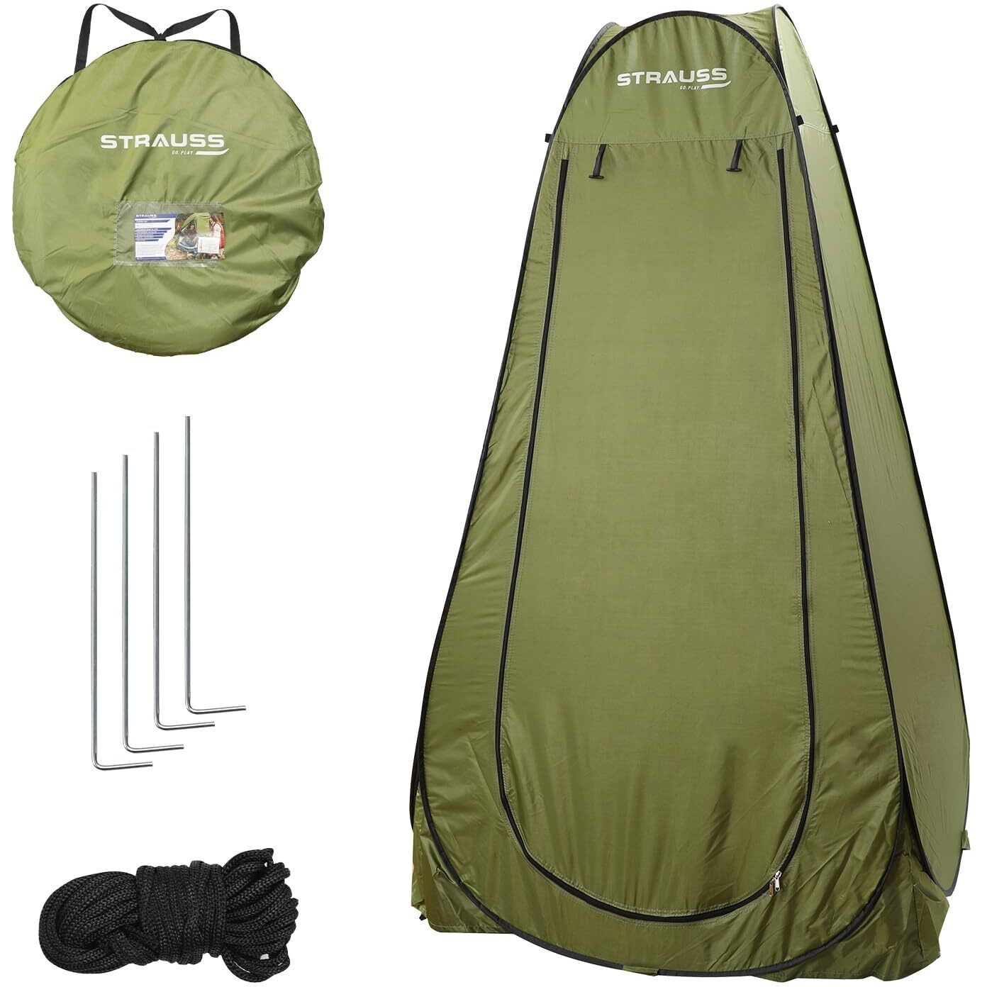 STRAUSS Polyester Portable Pop Up Cloth Changing Tent Or Toilet Tent For Camping, Beach Shower, Clothes Changing, Dressing Room For Travelling Outdoor Privacy Tent With Carry Bag 1 Person,(Green)