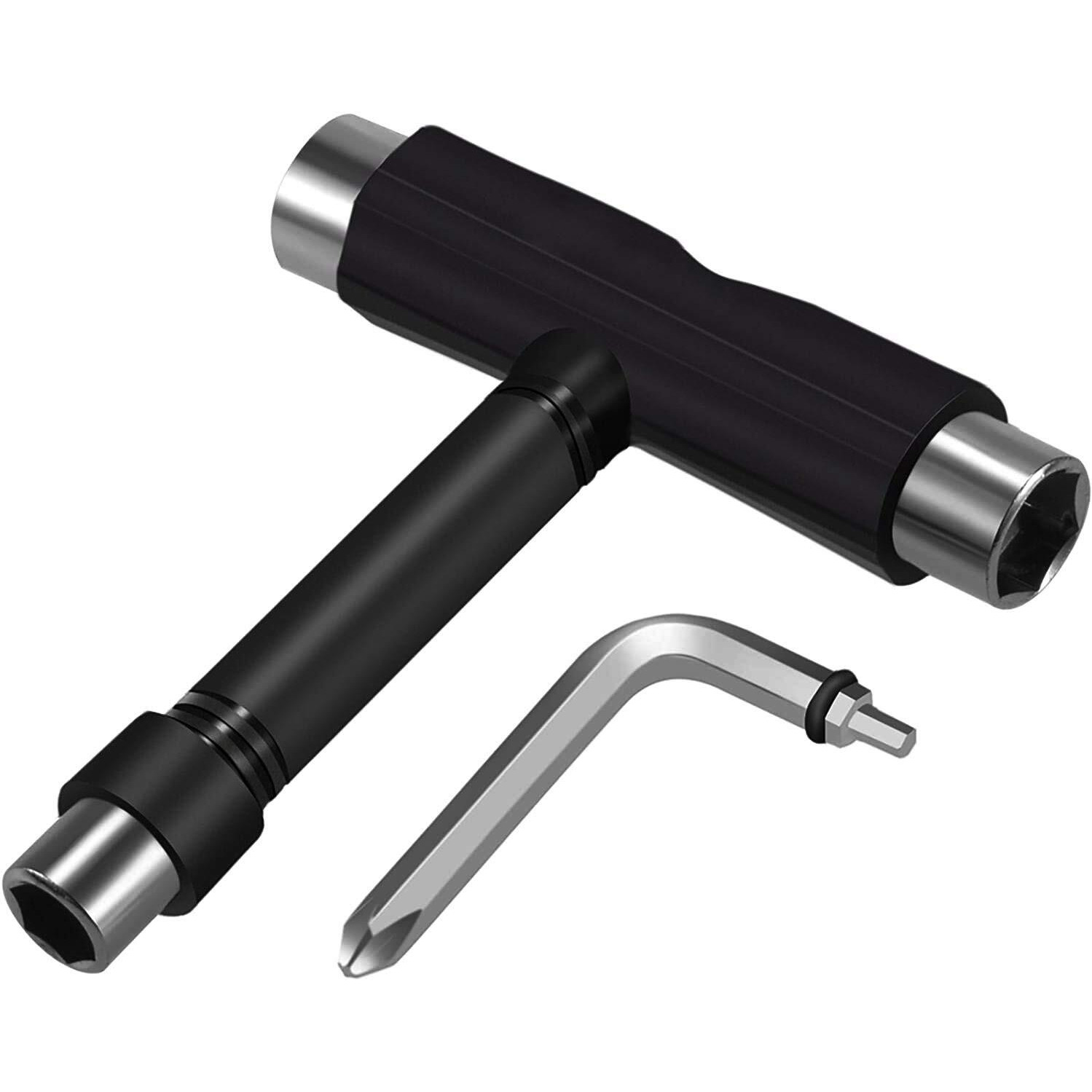 jaspo All-in-One Multi-Function Portable Skateboard T Tool Accessory with T-Type Allen Key and L-Type Phillips Head Wrench Screwdriver