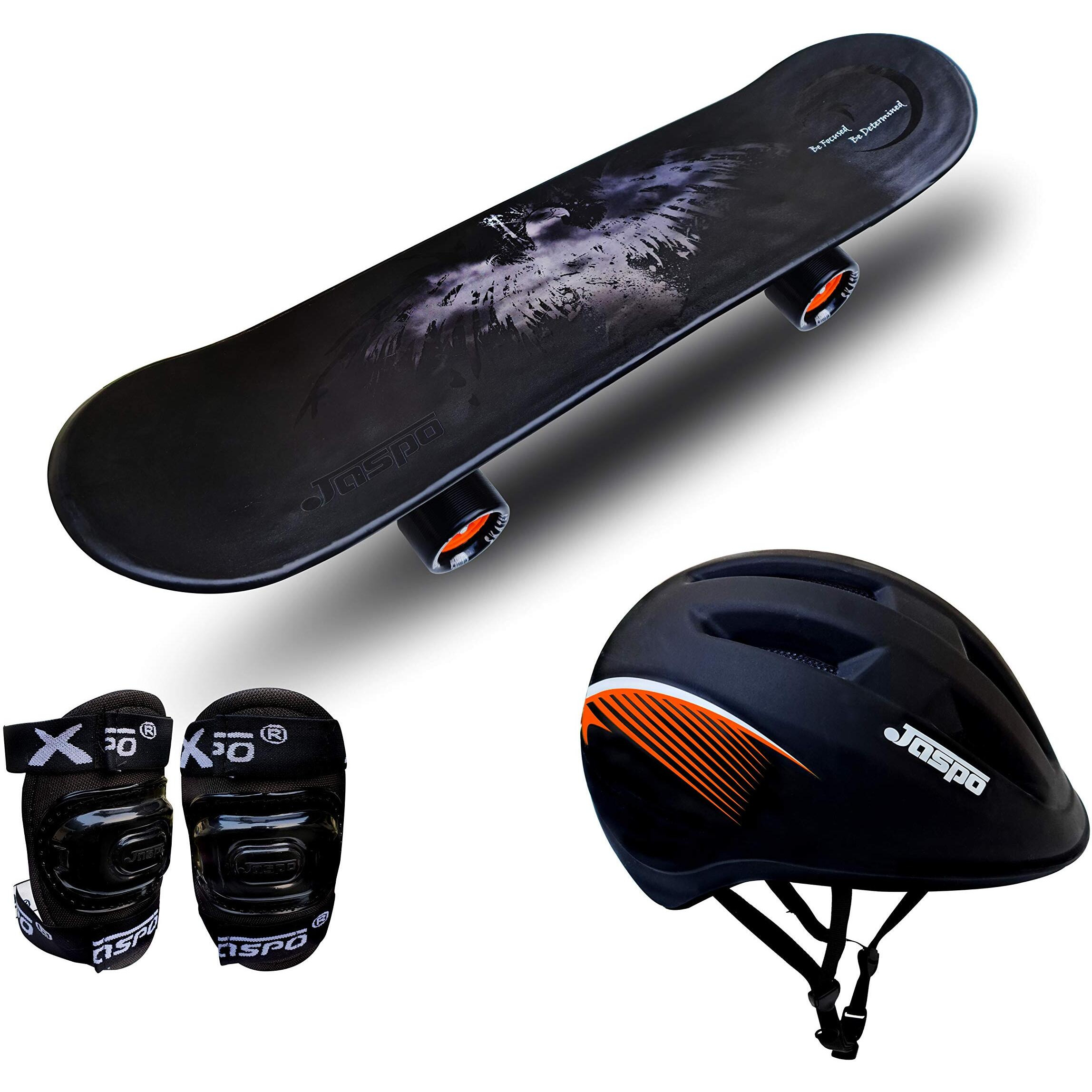 Jaspo Power Kids 26 X6  inches Fiber Skateboard and Helmet & Wrist Guard for Beginners Boys & Girls (6 Years & Above)(Black Colour) (Eco)