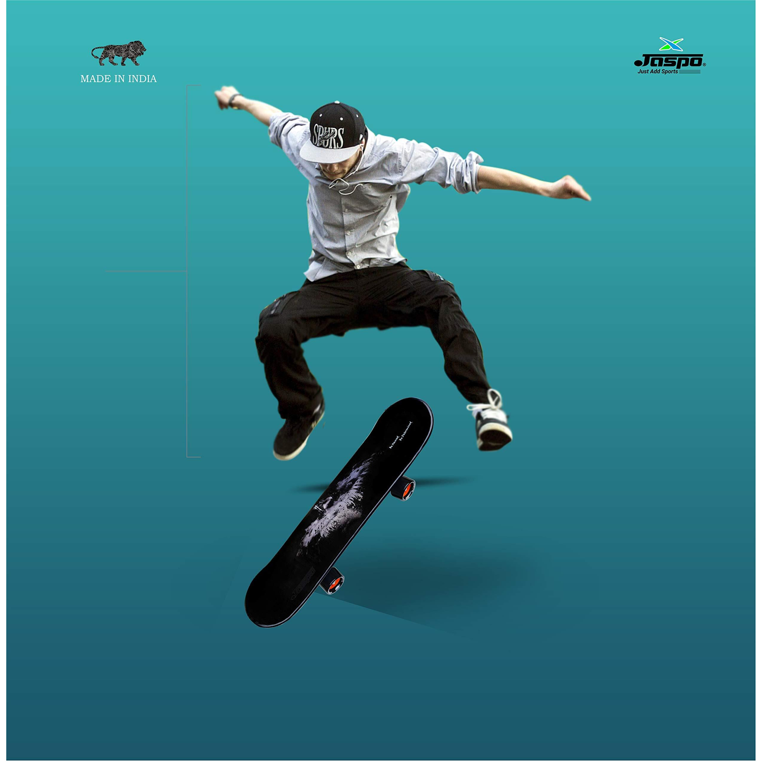jaspo Vinyl Power Kids 26 X6  Inches Fiber Skateboard And Helmet, Knee&Elbow Guard For Beginners Boys&Girls (6 Years&Above) (Black Colour) (Intact)