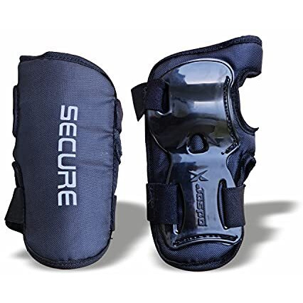 JASPO Secure Hybrid Wrist Guards for Skating, Cycling, Skateboarding, Roller Skating, Inline Skate, Running and All Outdoor Games, Breathable and Washable Fabric, for All Age Groups (Black, Small)