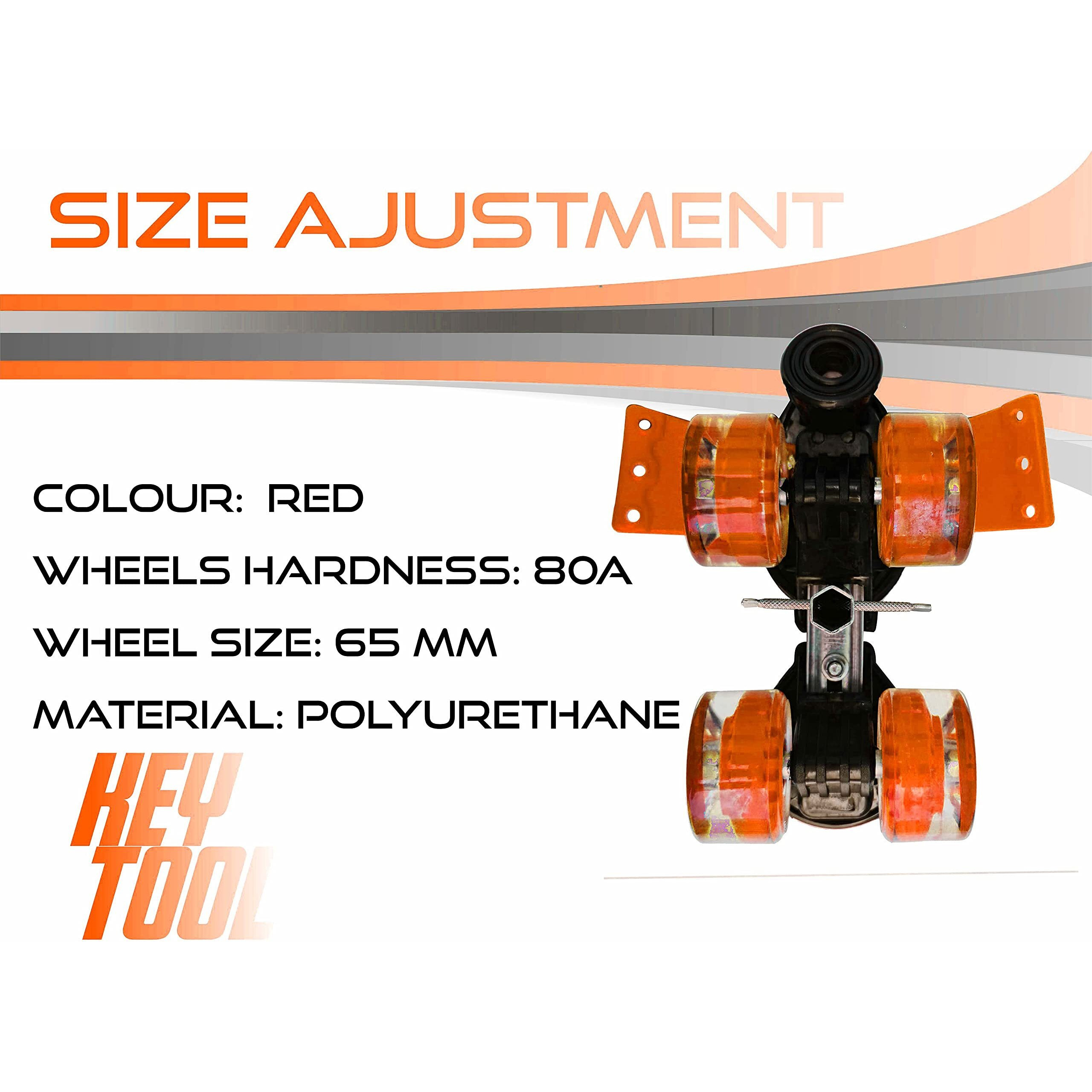 JASPO Tenacity ZXI Plus Adjustable Senior Roller Skates (Orange) - Ages 6-14, PU Wheels