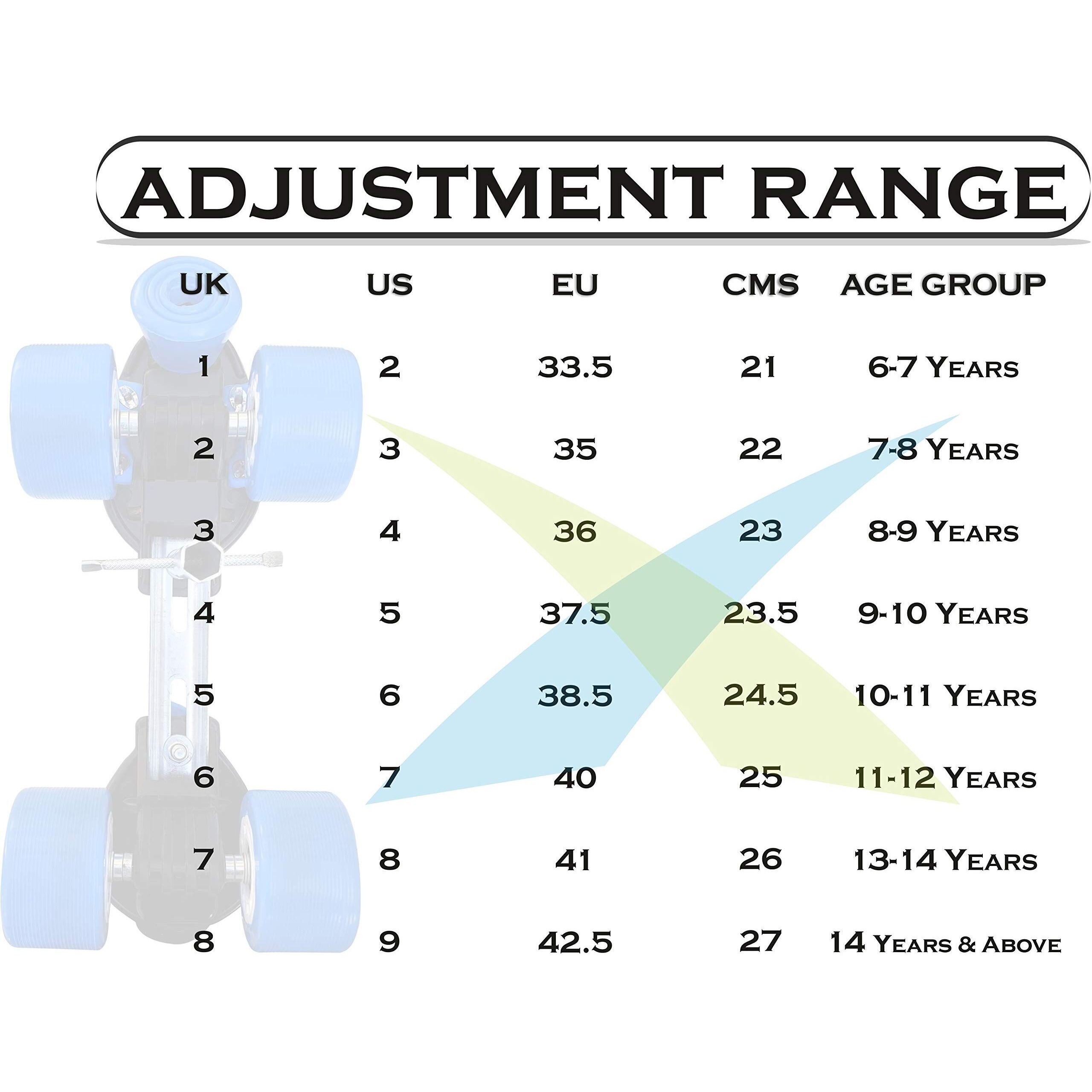 jaspo Unisex-Youth Cruiser Senior Players Quad Adjustable Roller Skates Combo (Suitable For 6 To 14 Years) (Sky Blue), outdoor_wheel
