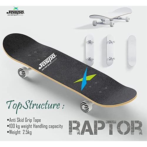 jaspo Hawk-Eye (31 X 8 ) Complete Fully Assembled Skateboard, 7 Layer Wooden (Canadian Maple) Concave Skateboard For Boys, Kids, Youth, Adults  Made In India