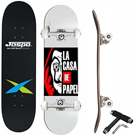 jaspo Heist (31 X 8 ) Complete Fully Assembled Skateboard, 7 Layer Wooden (Canadian Maple) Concave Skateboard For Boys, Kids, Youth, Adults  Made In India