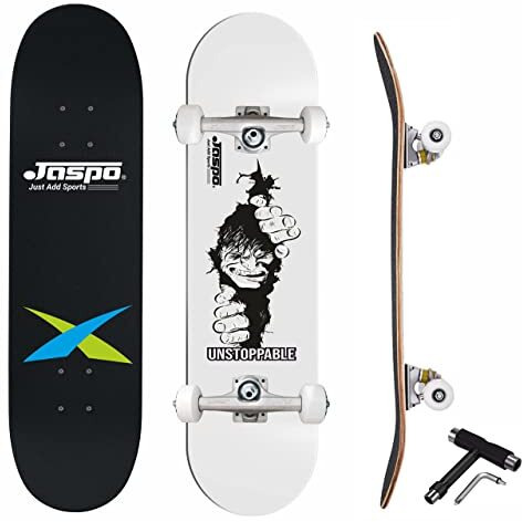 jaspo Unstoppable (31 x 8 ) Complete Fully Assembled Skateboard, 7 Layer Wooden (Canadian Maple) Concave Skateboard for Boys, Kids, Youth, Adults  Made in India