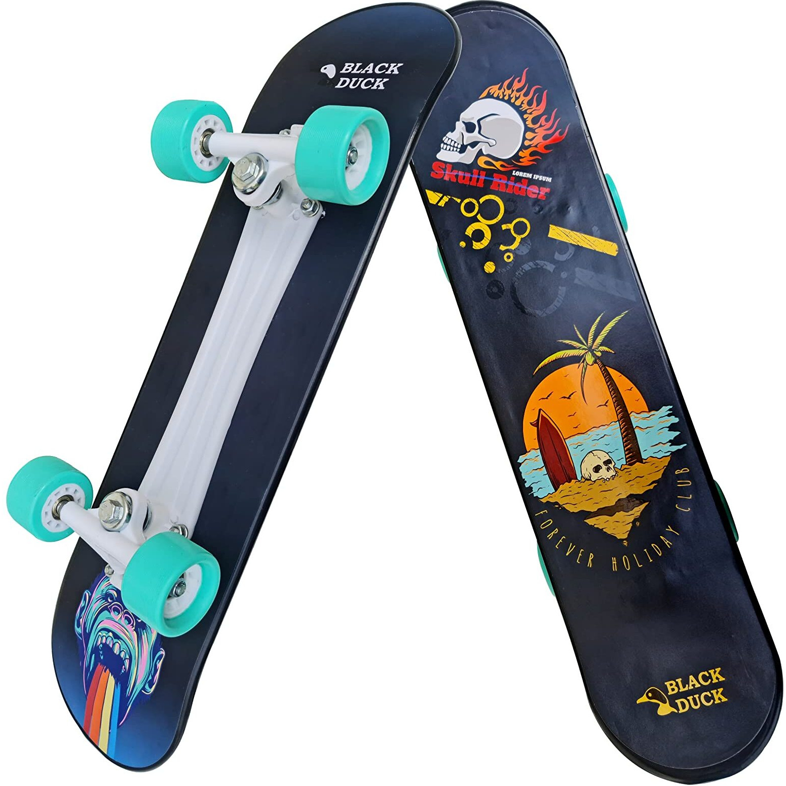 jaspo Fiber Composite Black Duck Fibre Skateboard - 26X6.5 Inches, Fully Assembled For All Ages (Skatie Bones)