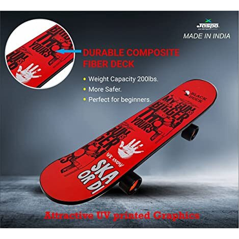 Jaspo Black Duck Fibre Skateboard - 26X6.5 Inch, Fully Assembled For All Ages (Gunshot) - Fiber