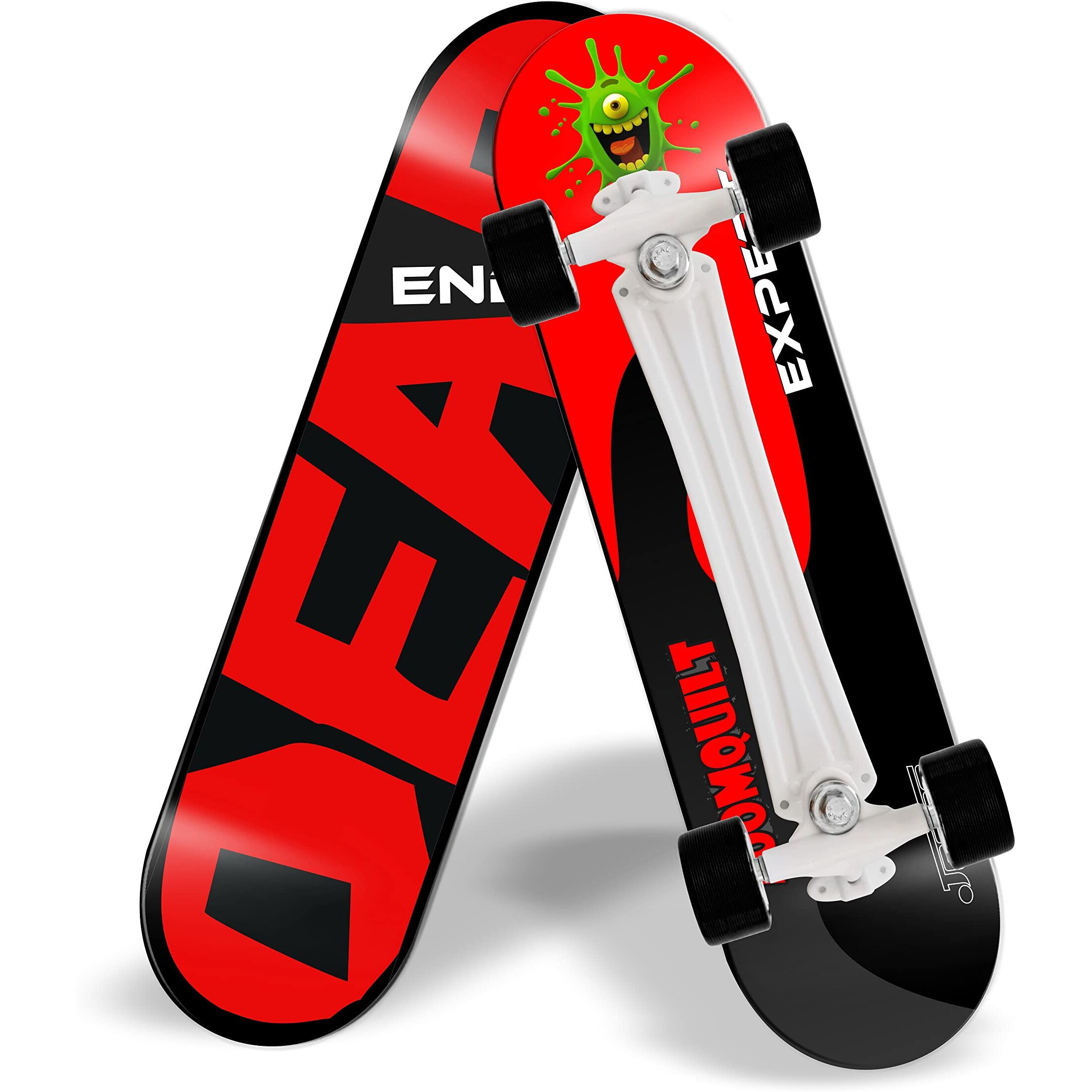 Jaspo Dragon Fire Fiber Skateboard Casterboard Cruiserboard (For Age Group 7 Years And Above) Dragon Fire Lite (Deck Size 26.5 X6.5 ) - Black