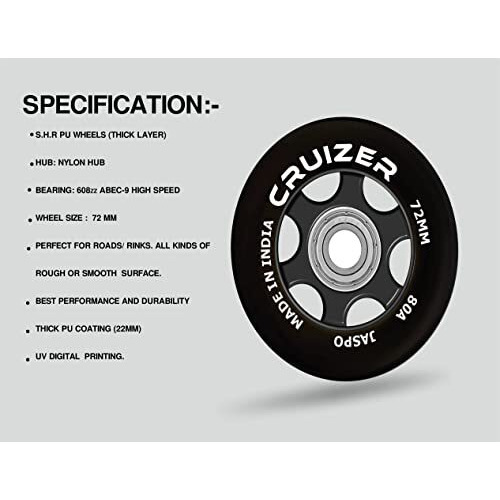 jaspo Inline Pu Wheels 72Mm/100Mm Inline Spare Skate Wheels, Roller Blade Skating/Waveboard/Luggage Wheels, Training/Replacement Wheels (Cruizer 72 Mm (Pack Of 2)), Mother Of Pearl