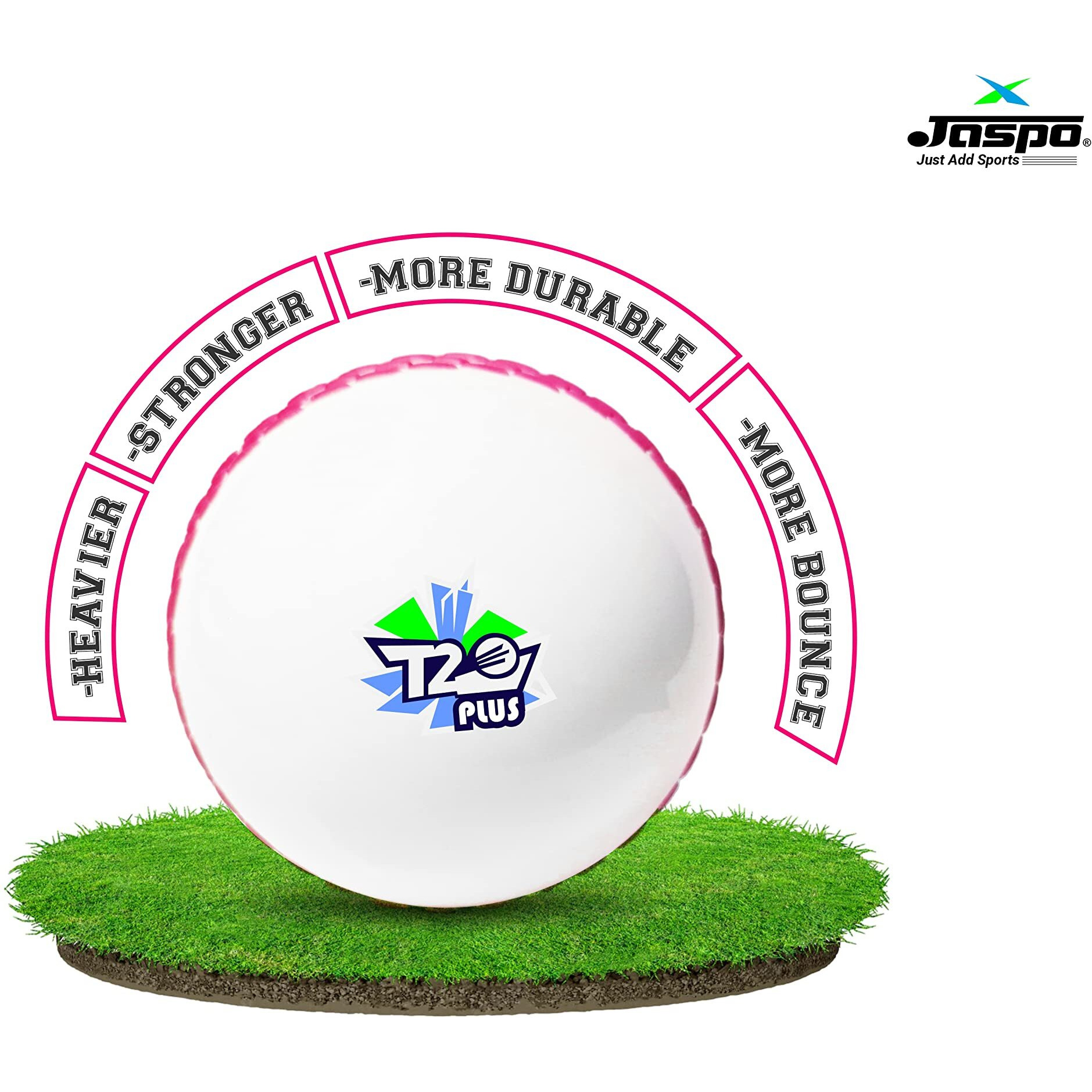 jaspo T-20 Plus Practice Cricket Ball/Wind Balls (125-130 GMS) for - Indoor & Outdoor Street & Beach Cricket (Pack of 2) (White)