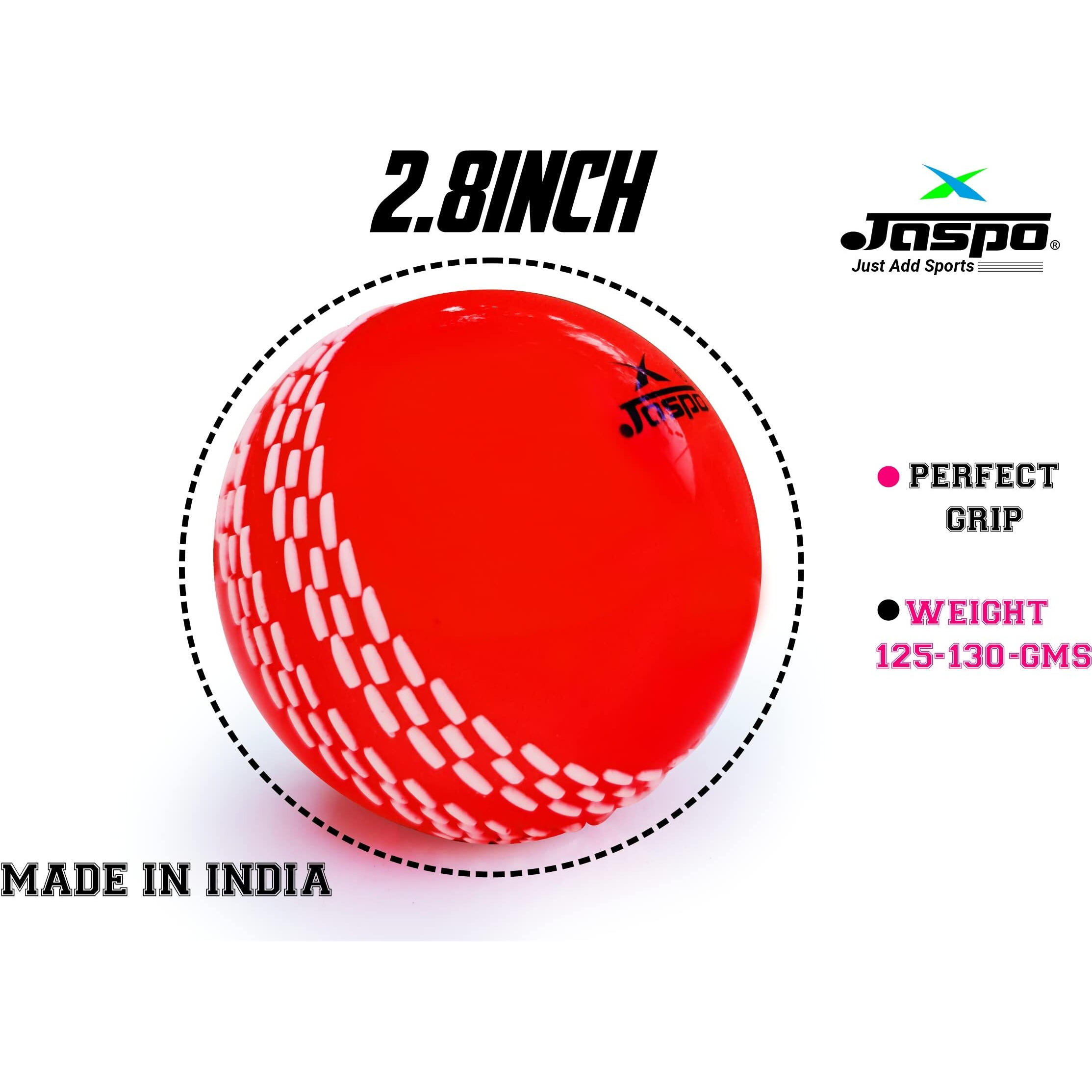 jaspo T20 Plus Practice Cricket Balls (Pack of 3) for Indoor & Outdoor Play,Weight 120-125 GM (Approx), Colour Red, Synthetic Rubber Material